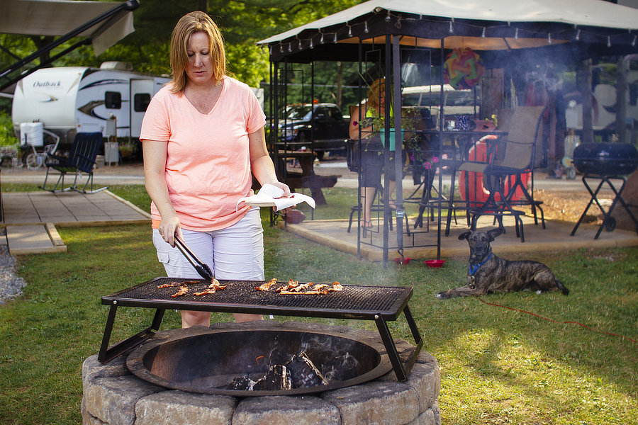 Woman Grilling Bacon