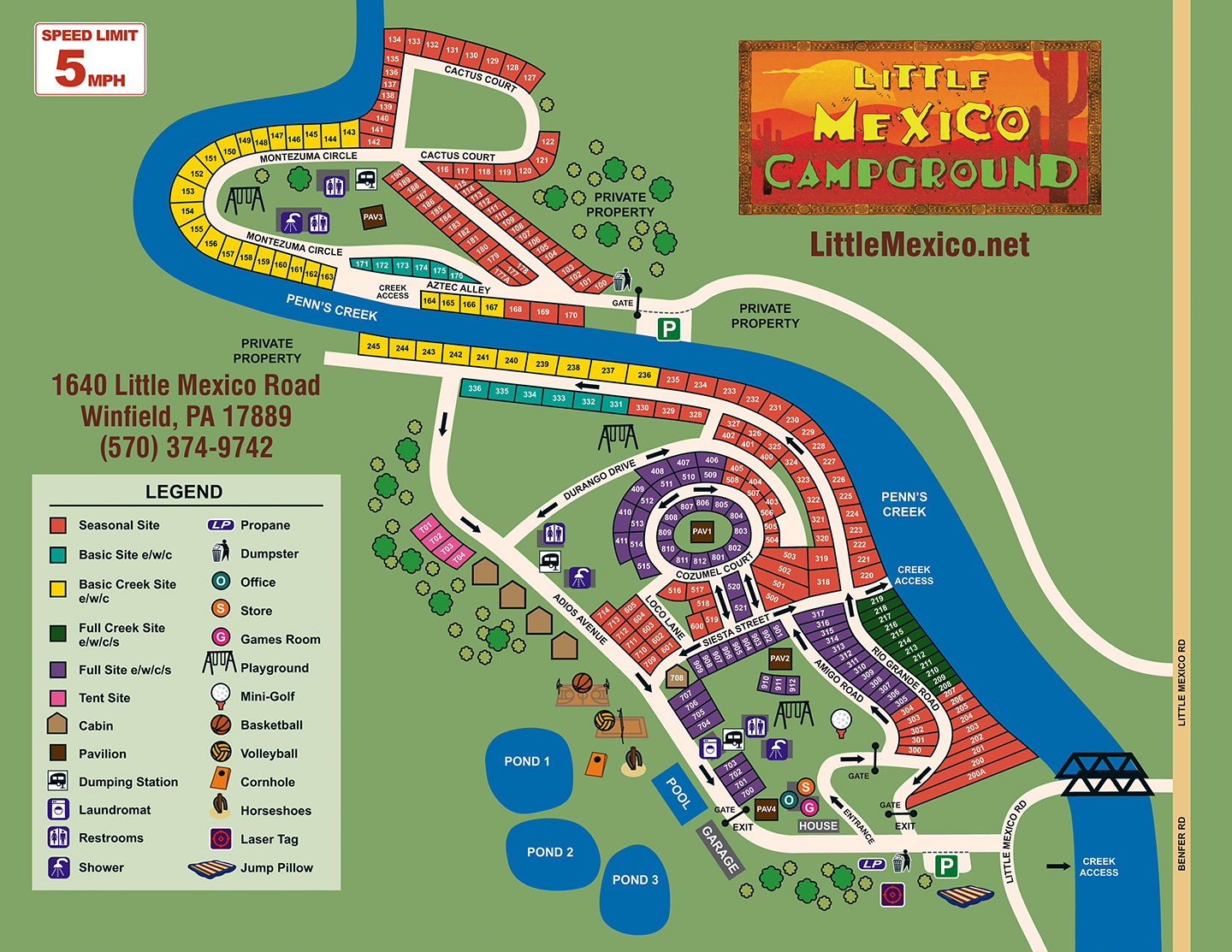 Little Mexico Campground Site Map