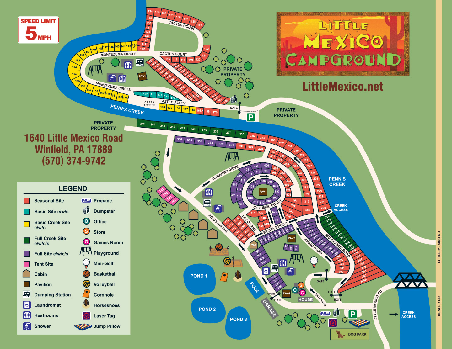 Little Mexico Campground Site Map